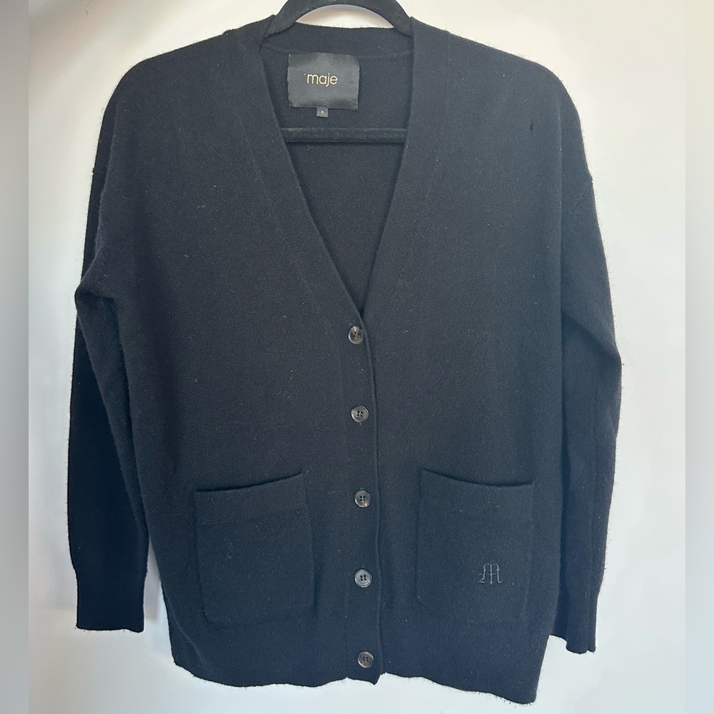 Maje Black Cardigan Sweater for Men